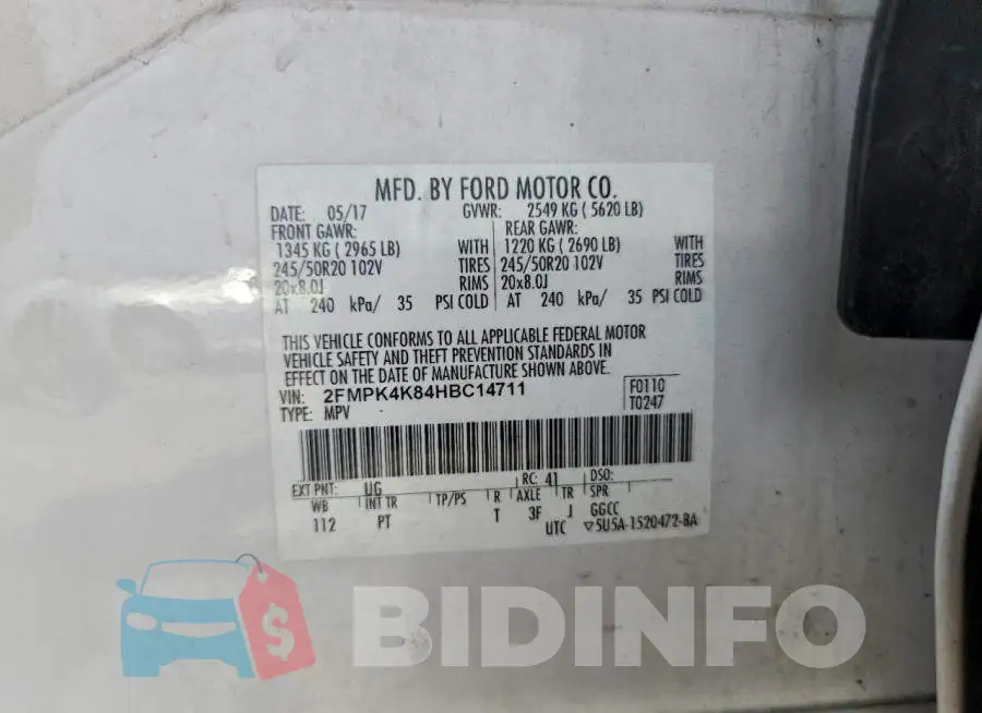2FMPK4K84HBC14711 Photo# 13