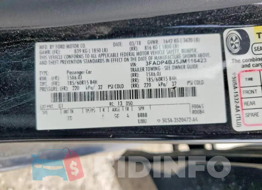 3FADP4BJ5JM116423 Photo# 13