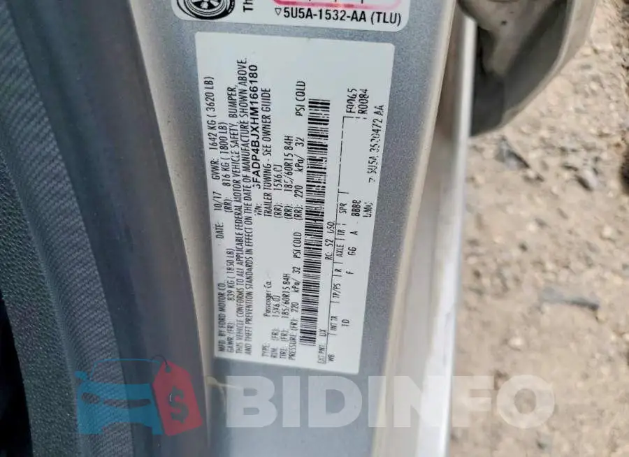 3FADP4BJXHM166180 Photo# 12
