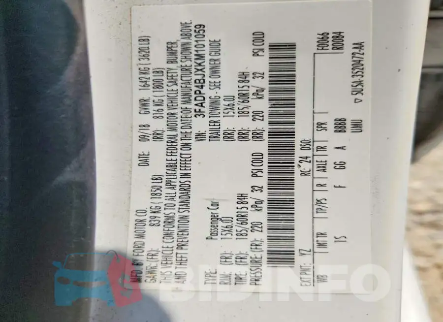 3FADP4BJXKM101059 Photo# 13