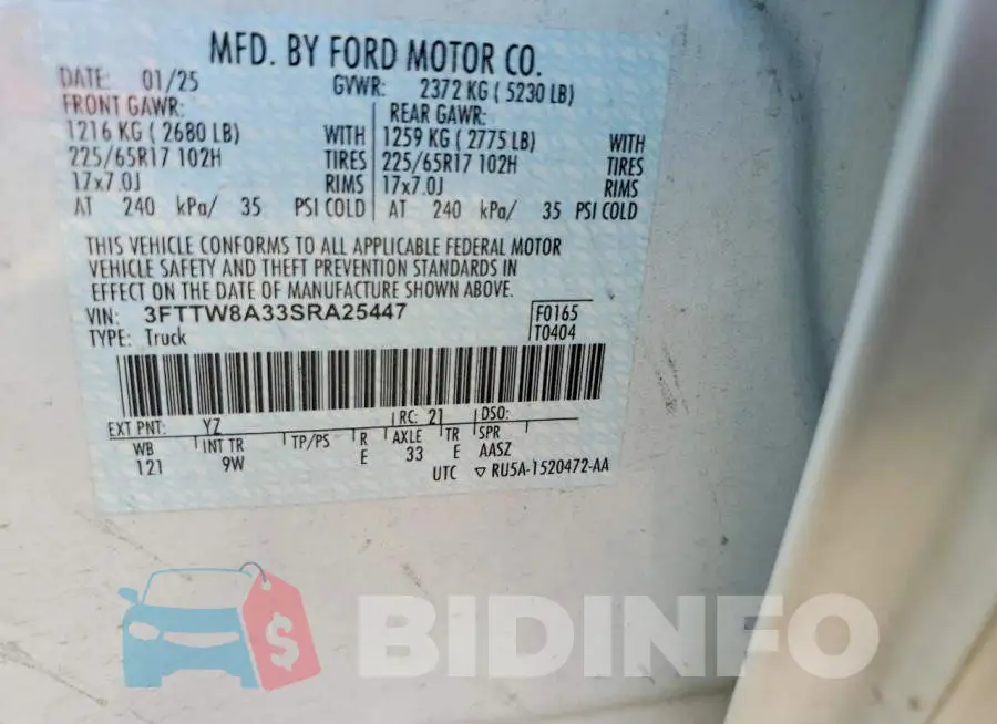 3FTTW8A33SRA25447 Photo# 12