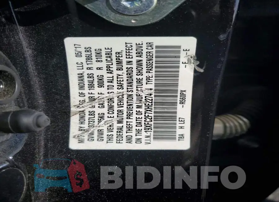 19XFC2F7XHE227474 Photo# 12
