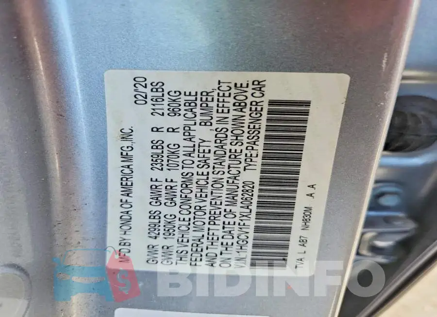 1HGCV1F1XLA062820 Photo# 12