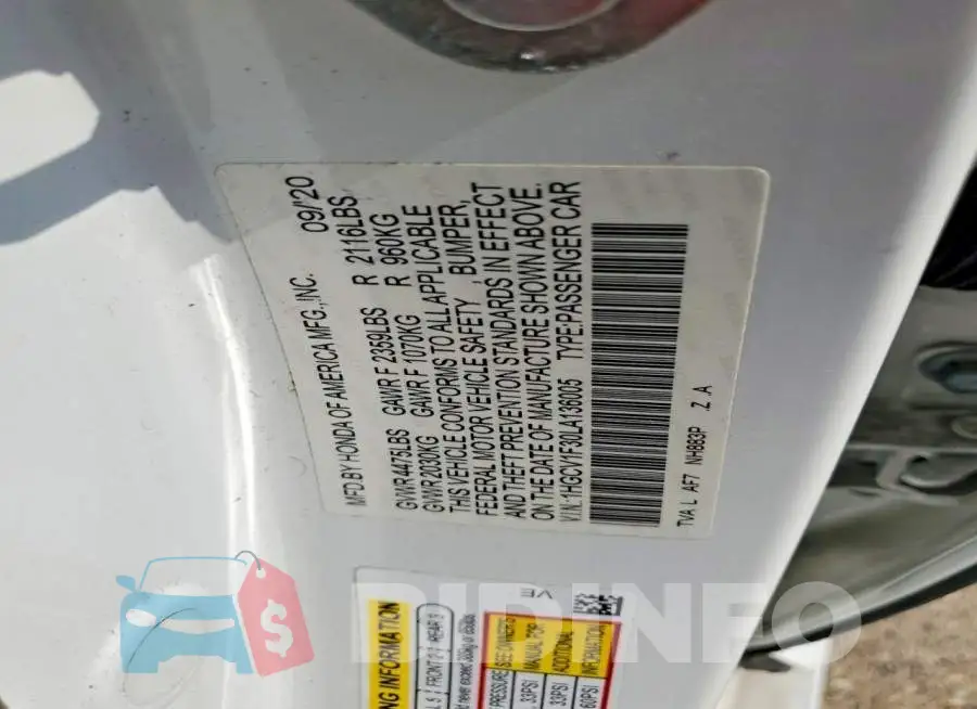 1HGCV1F30LA136005 Photo# 12