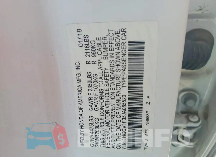 1HGCV1F35JA085520 Photo# 12