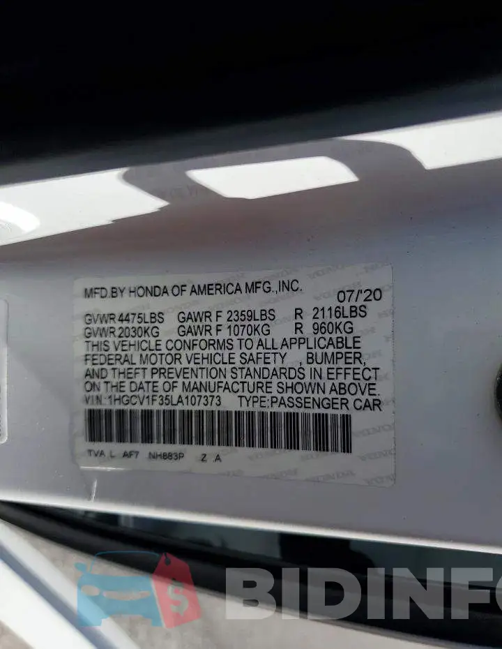 1HGCV1F35LA107373 Photo# 12