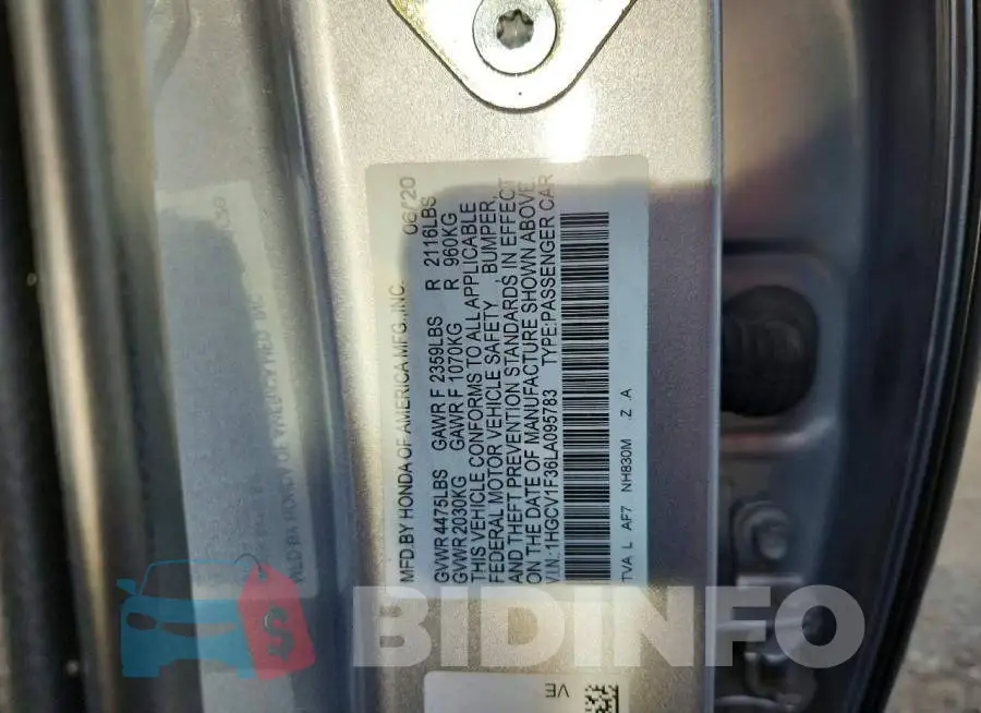 1HGCV1F36LA095783 Photo# 13