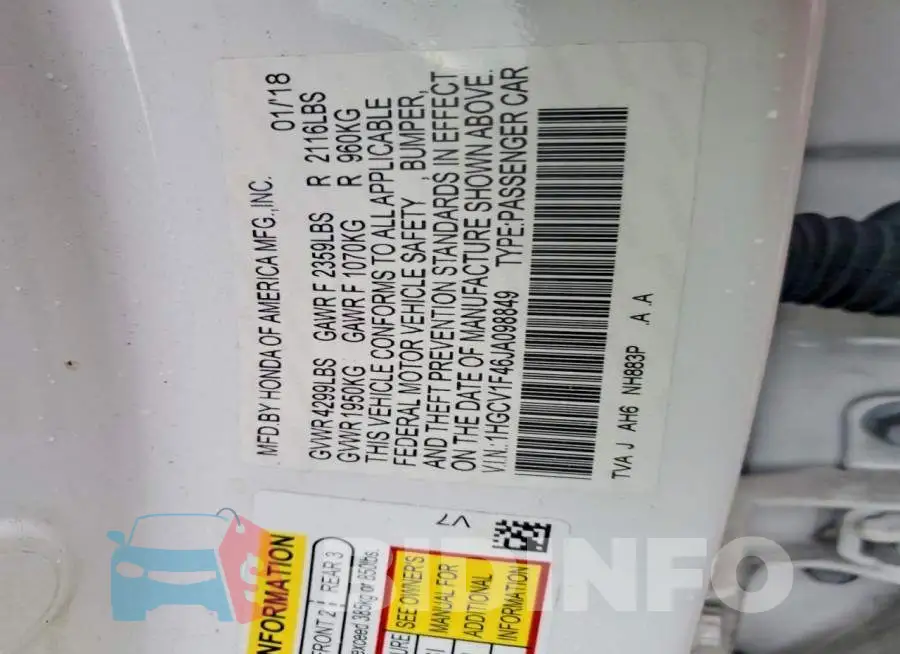 1HGCV1F46JA098849 Photo# 12