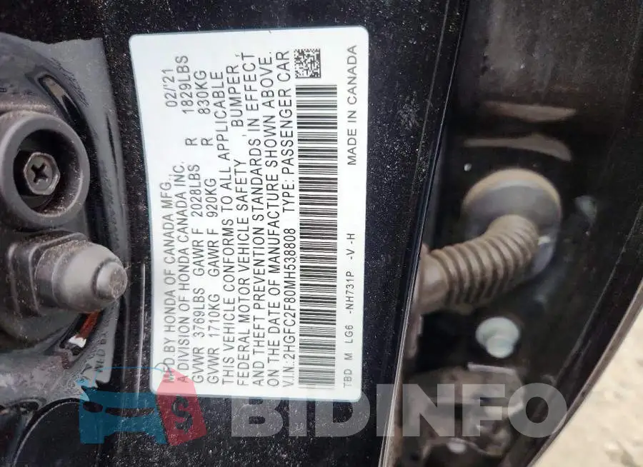2HGFC2F80MH538808 Photo# 13