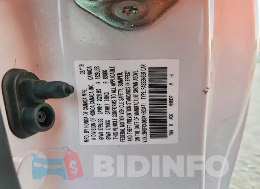 2HGFC4B82KH303471 Photo# 13