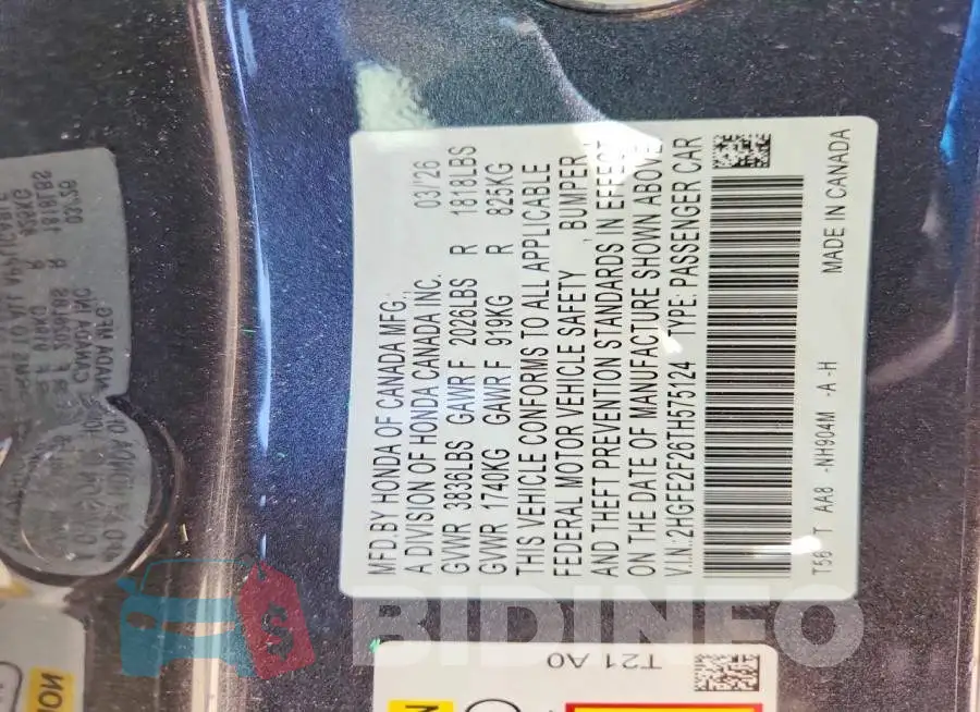 2HGFE2F26TH575124 Photo# 12