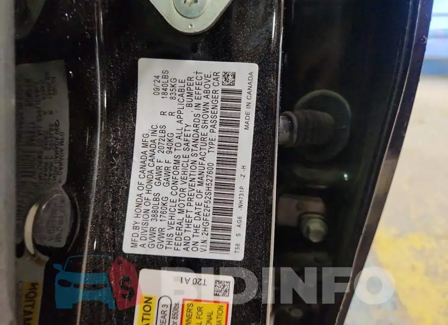 2HGFE2F52SH527600 Photo# 12