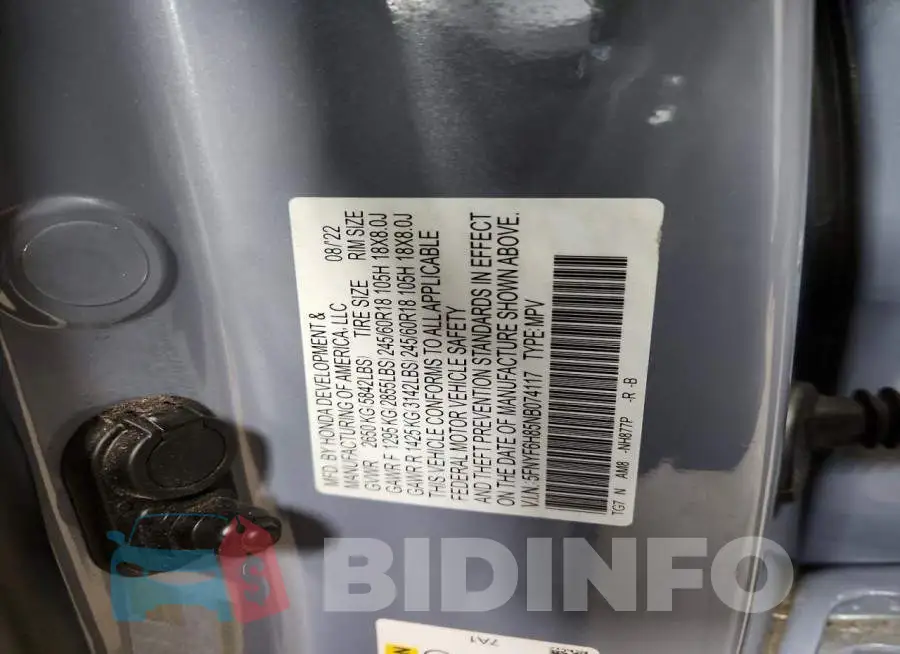 5FNYF6H85NB074117 Photo# 13