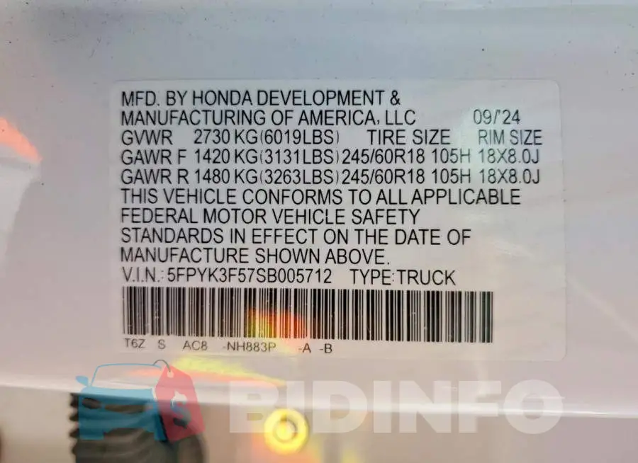 5FPYK3F57SB005712 Photo# 12