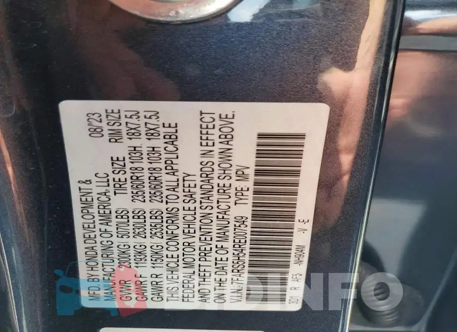 7FARS5H54RE007549 Photo# 14