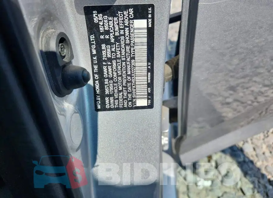 SHHFK7H53JU227309 Photo# 12