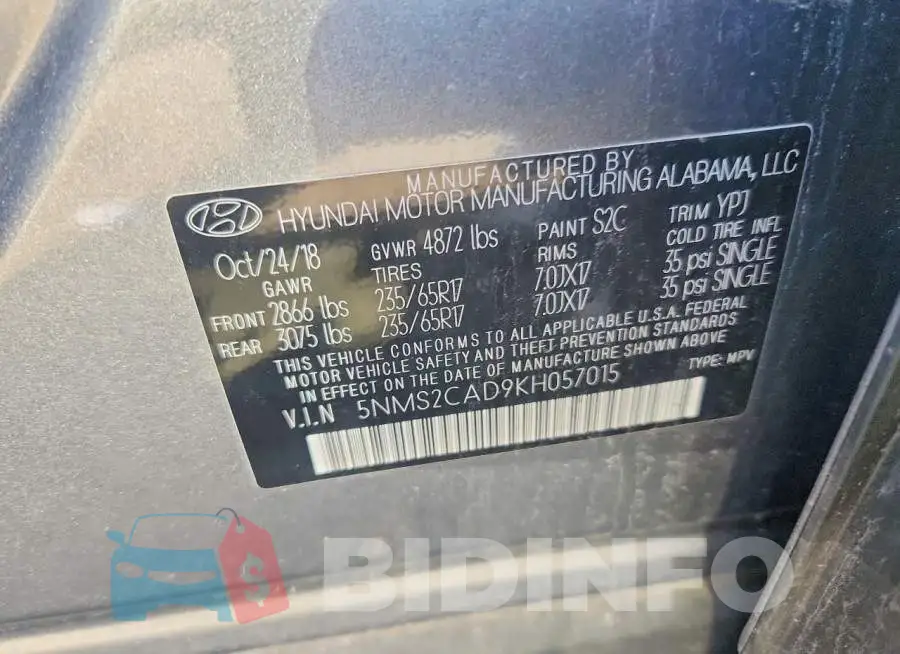 5NMS2CAD9KH057015 Photo# 13