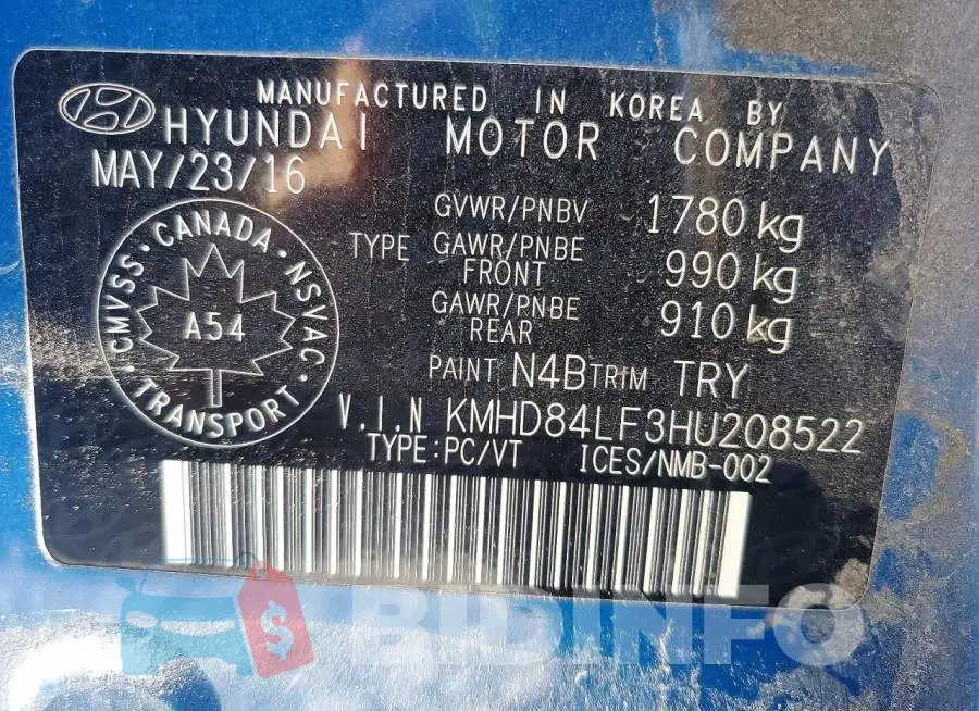 KMHD84LF3HU208522 Photo# 13
