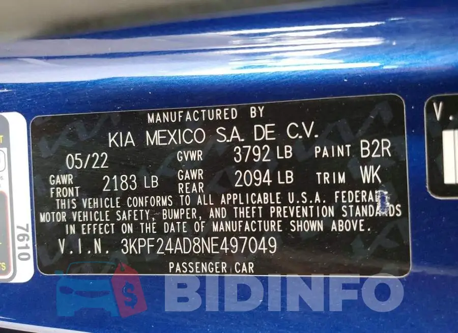 3KPF24AD8NE497049 Photo# 12