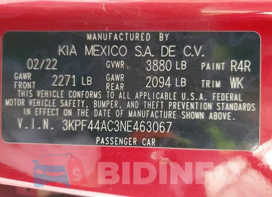 3KPF44AC3NE463067 Photo# 12