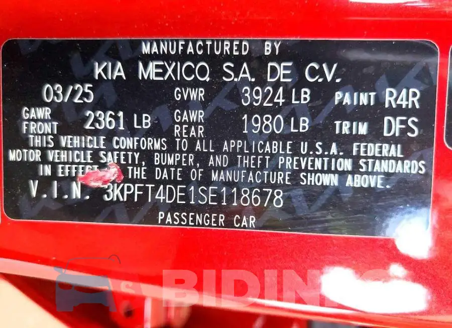3KPFT4DE1SE118678 Photo# 12