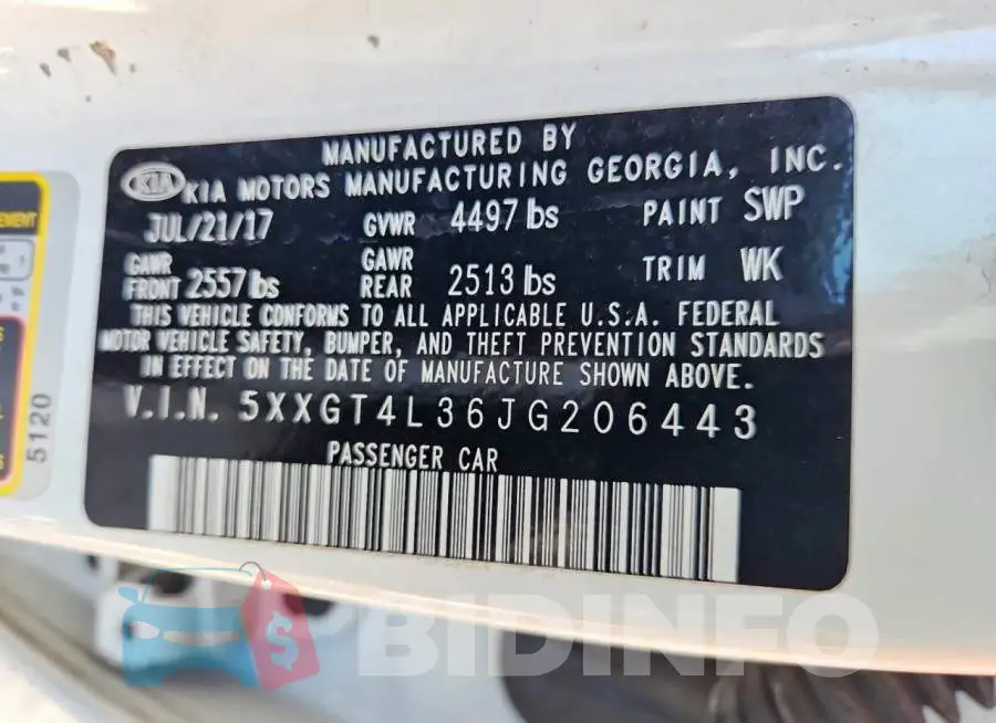 5XXGT4L36JG206443 Photo# 12