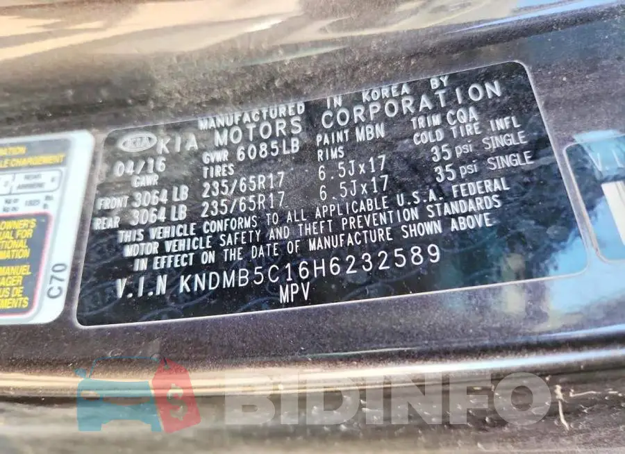 KNDMB5C16H6232589 Photo# 13