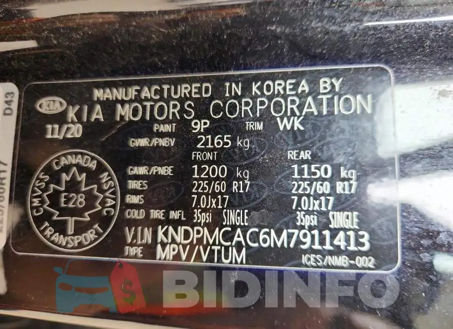 KNDPMCAC6M7911413 Photo# 13