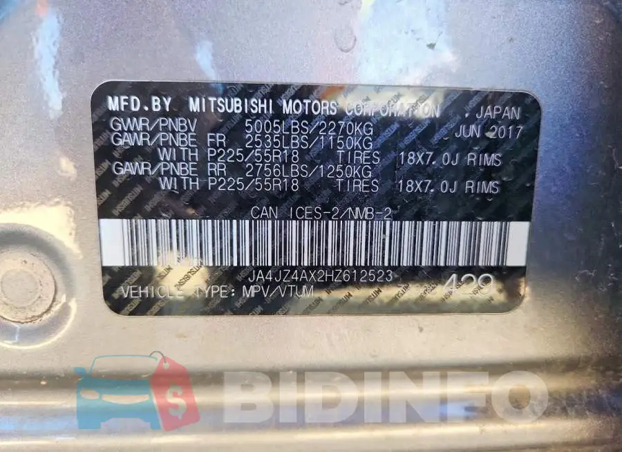 JA4JZ4AX2HZ612523 Photo# 13
