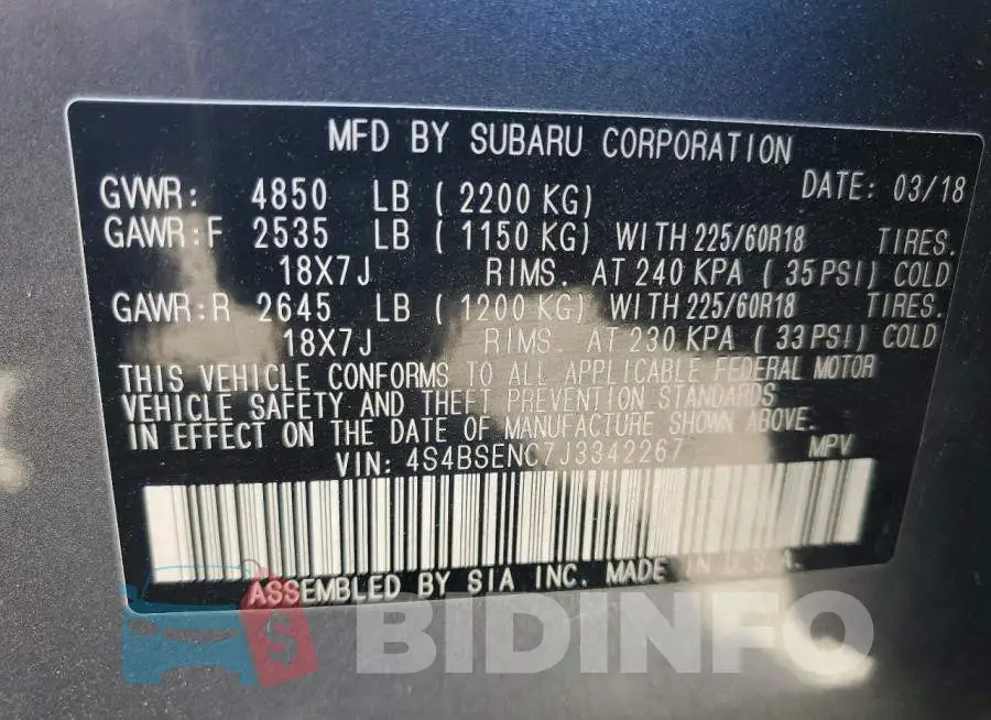 4S4BSENC7J3342267 Photo# 13