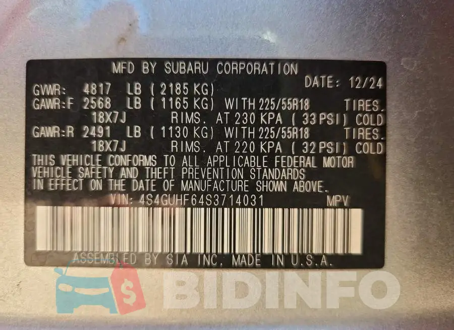 4S4GUHF64S3714031 Photo# 13