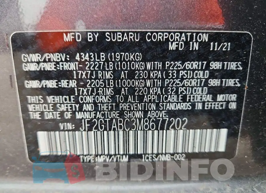 JF2GTABC3M8677202 Photo# 13