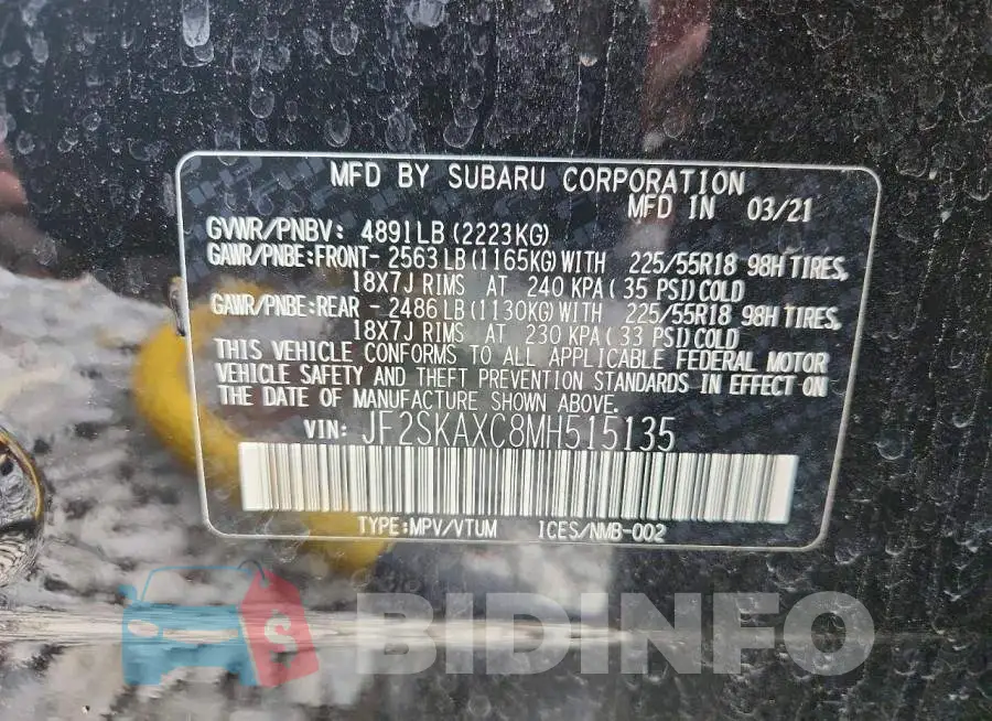 JF2SKAXC8MH515135 Photo# 14
