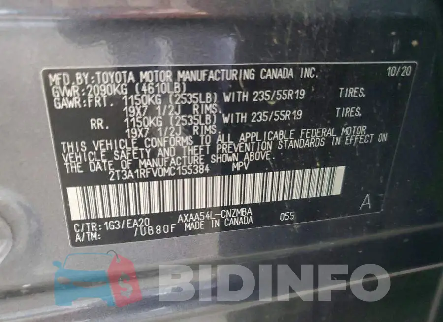 2T3A1RFV0MC155384 Photo# 12