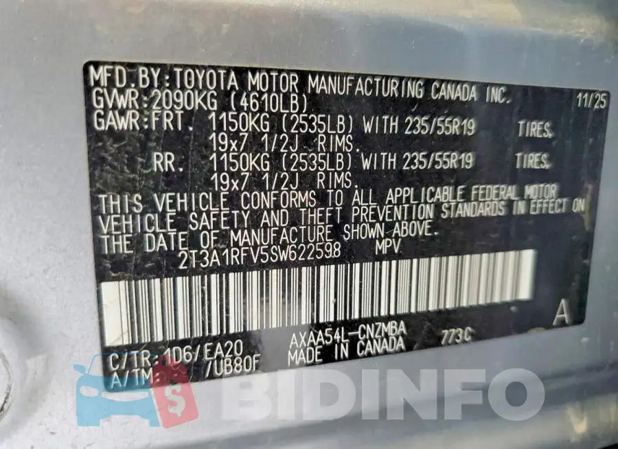 2T3A1RFV5SW622598 Photo# 13