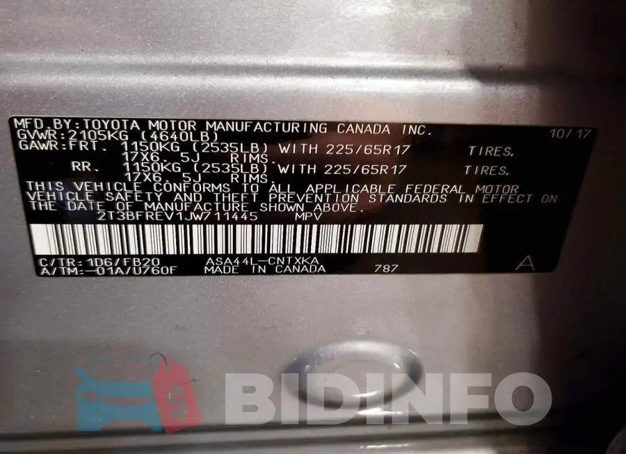 2T3BFREV1JW711445 Photo# 13