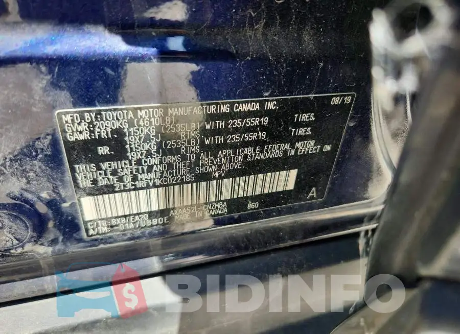 2T3C1RFV1KC022185 Photo# 14