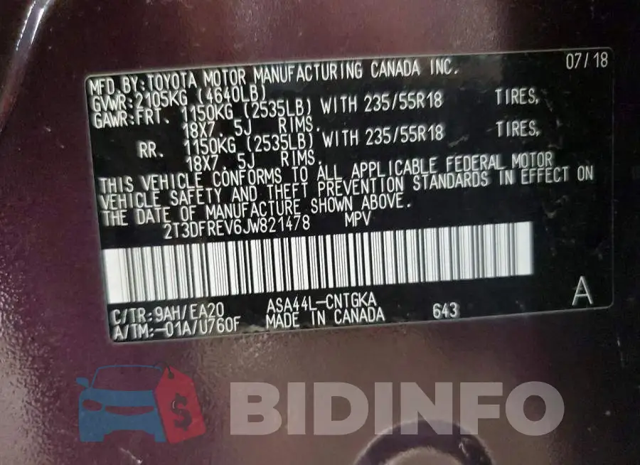 2T3DFREV6JW821478 Photo# 13