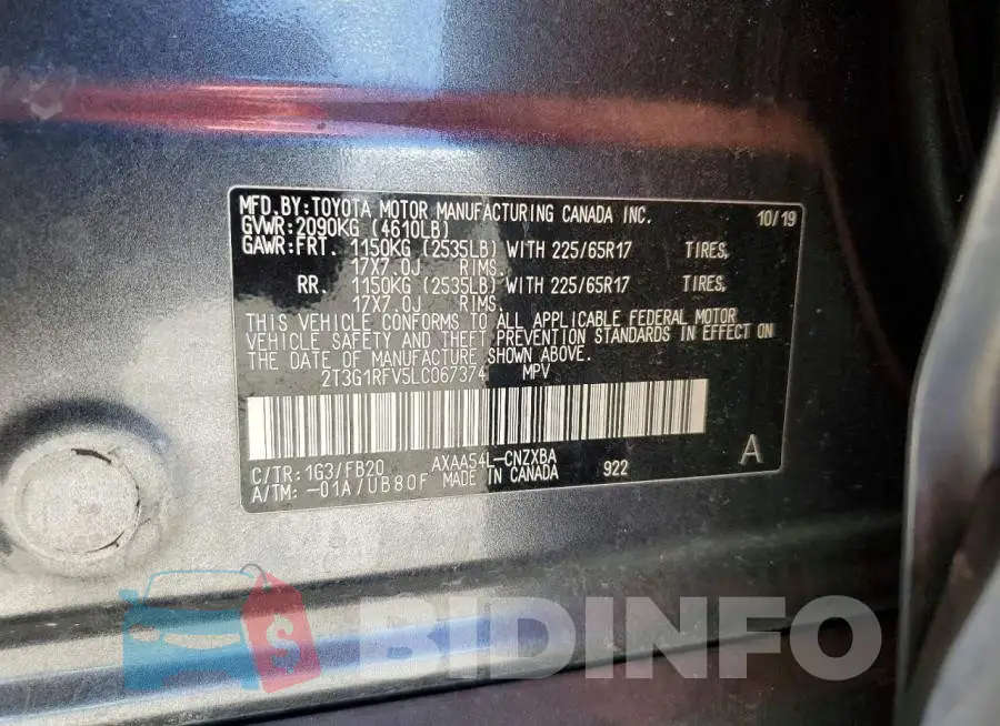 2T3G1RFV5LC067374 Photo# 13