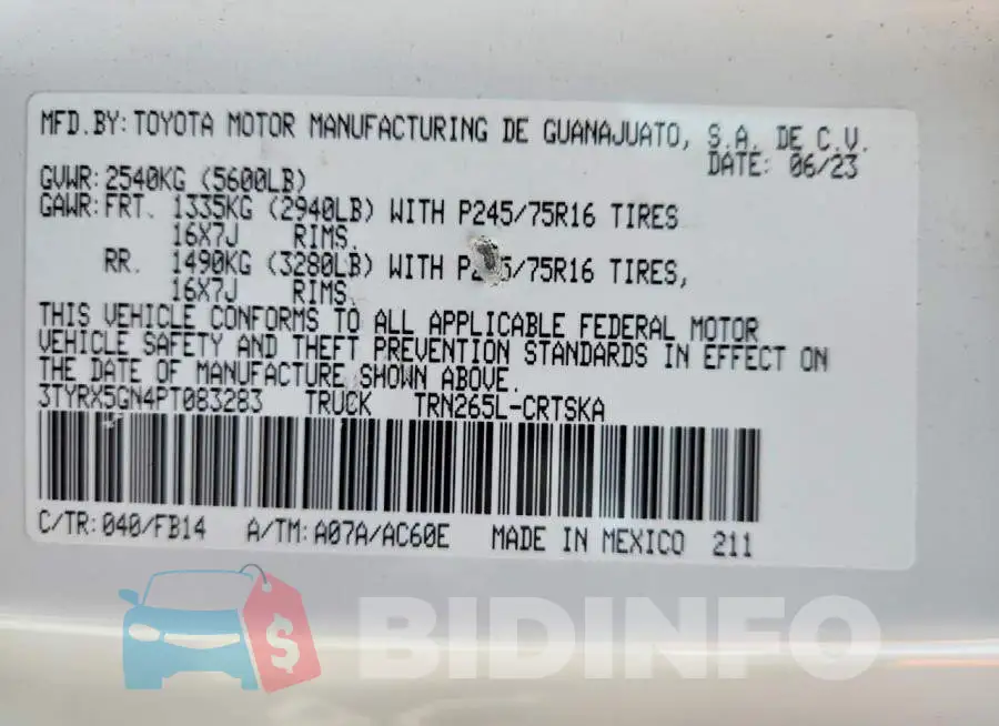 3TYRX5GN4PT083283 Photo# 12