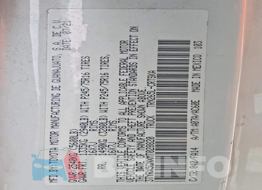 3TYRX5GNXMT028820 Photo# 13