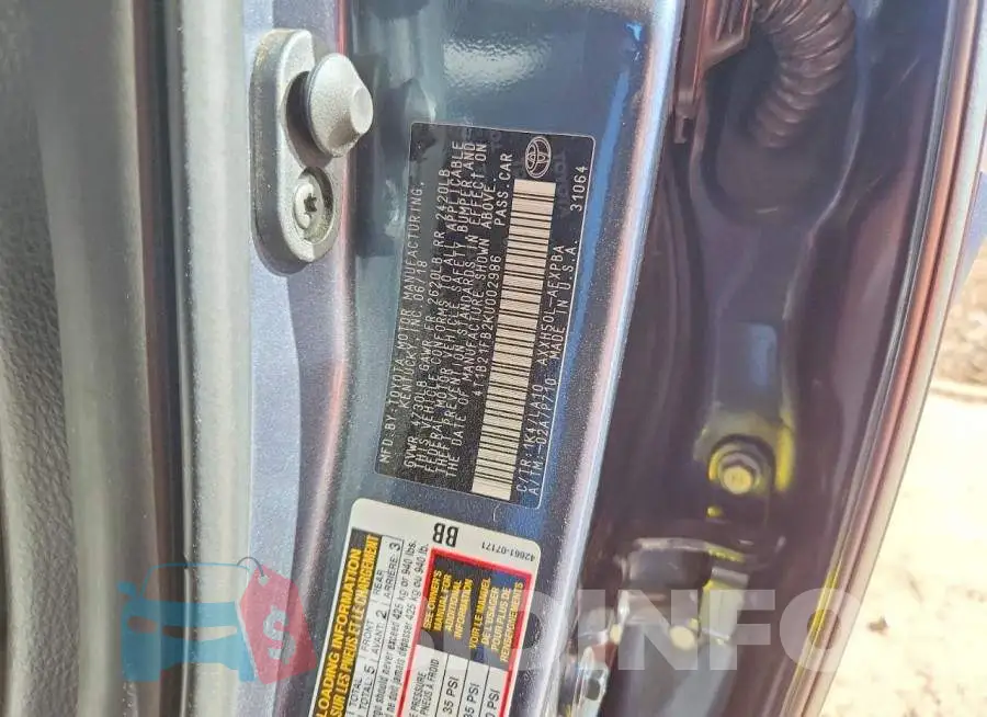 4T1B21FB2KU002986 Photo# 12
