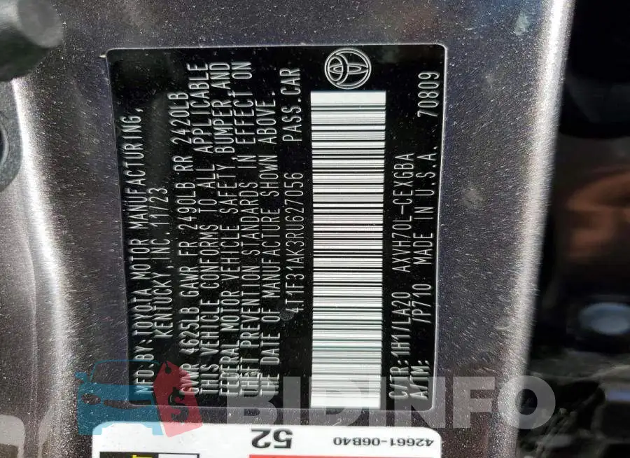 4T1F31AK3RU627056 Photo# 12
