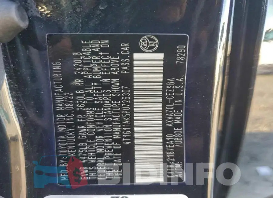 4T1G11AK5PU726307 Photo# 12