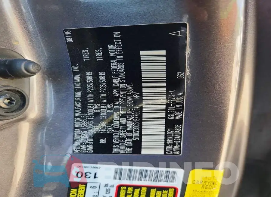 5TDXZ3DC5HS776014 Photo# 13