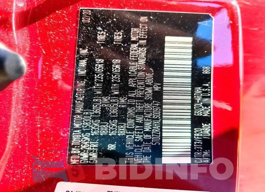 5TDZZRAHXLS009747 Photo# 14