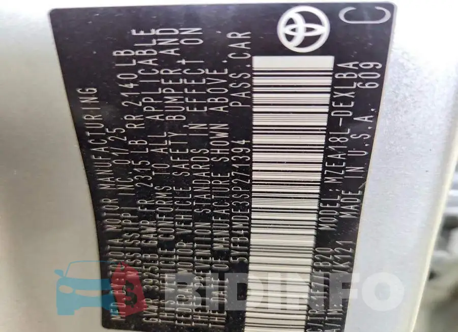 5YFB4MDE3SP271394 Photo# 12
