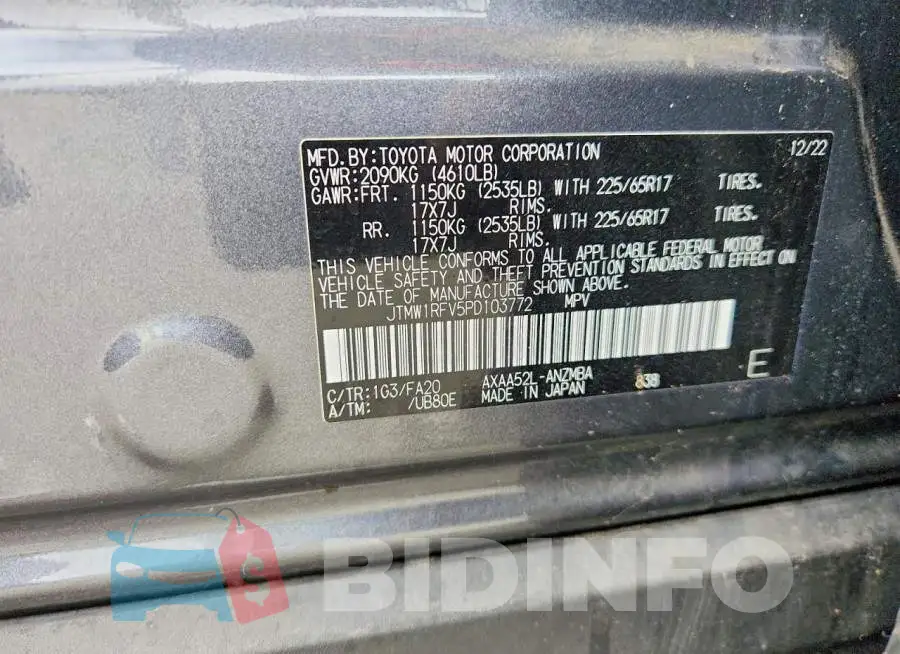 JTMW1RFV5PD103772 Photo# 14