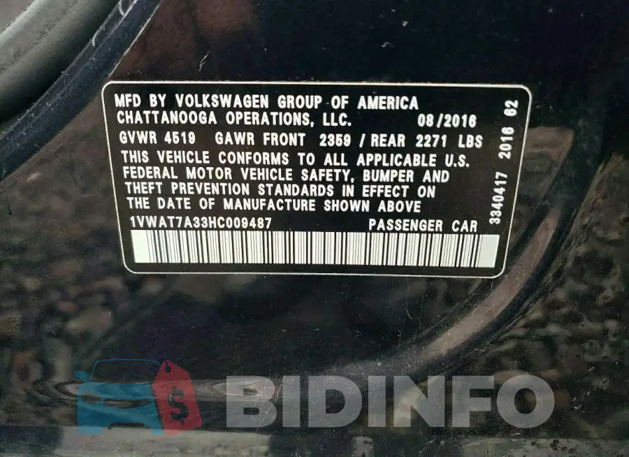 1VWAT7A33HC009487 Photo# 12
