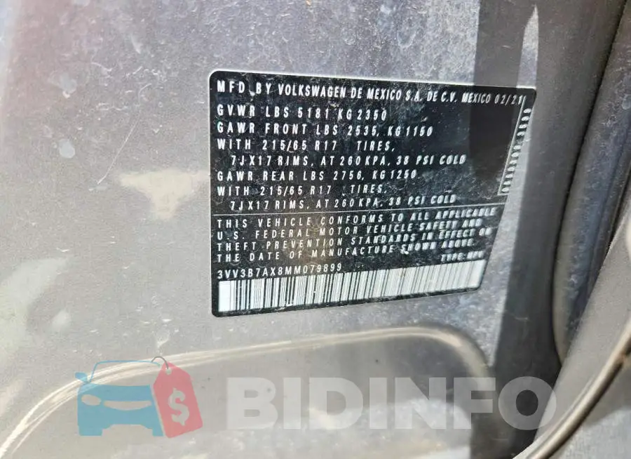 3VV3B7AX8MM079899 Photo# 13